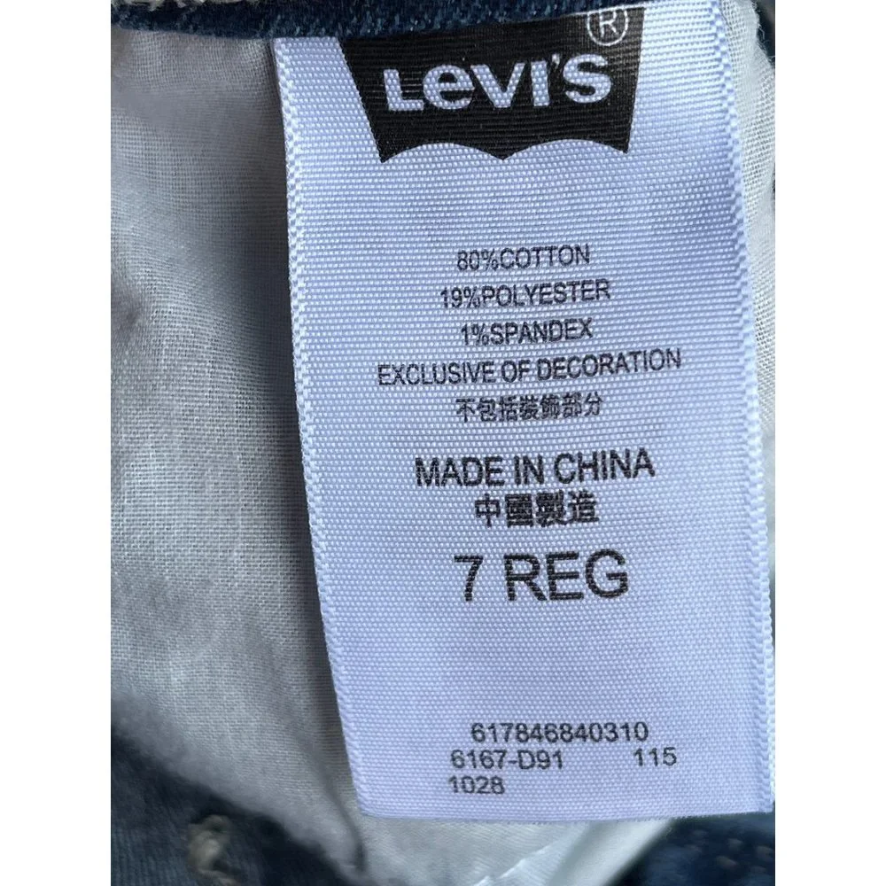 Levi Girl Size 7 Shortall Medium Wash - Picture 7 of 7